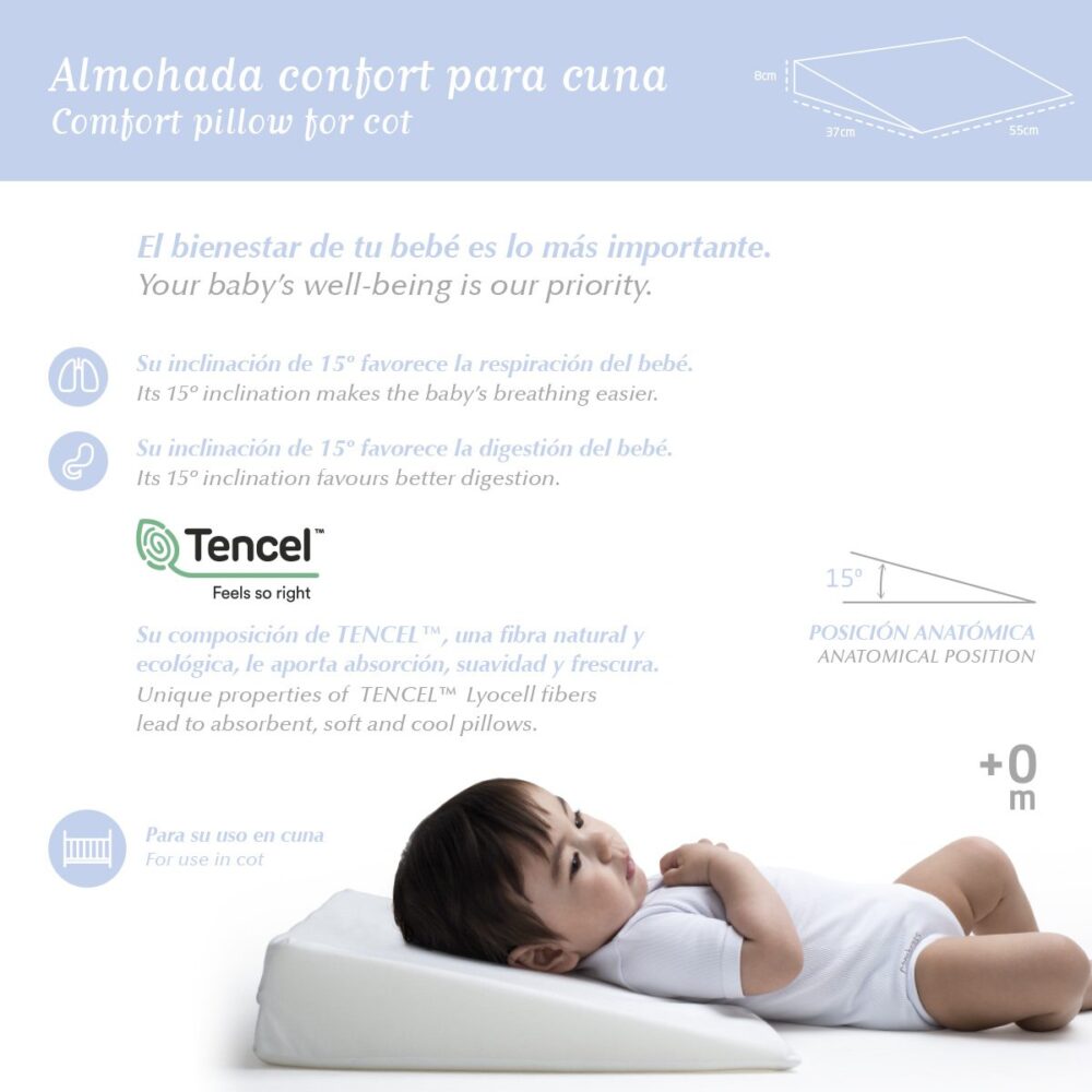 Almohada Confort Cuna 55X37X8.5 Cm Liso E Blanco Cambrass - Imagen 4