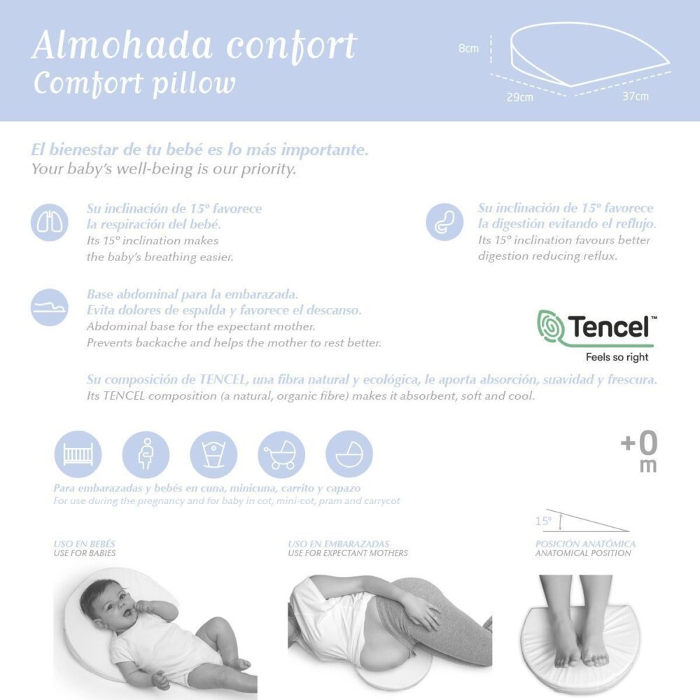 Almohada Confort Mini 37X29X8 Cm Liso E Blanco Cambrass - Imagen 5