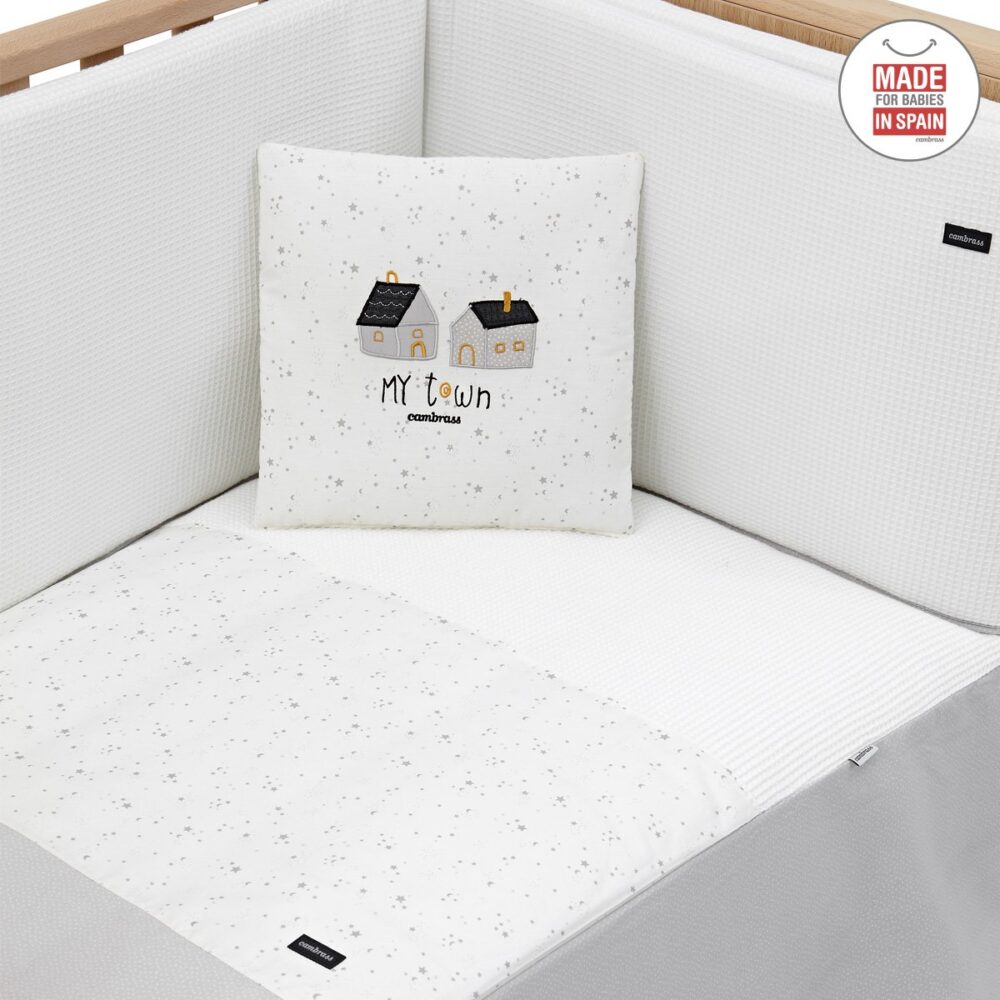 Jgo 2 Pcs.Colcha I-V. Cuna 70 Sky Gris 70X140X3 Cm Cambrass - Imagen 2