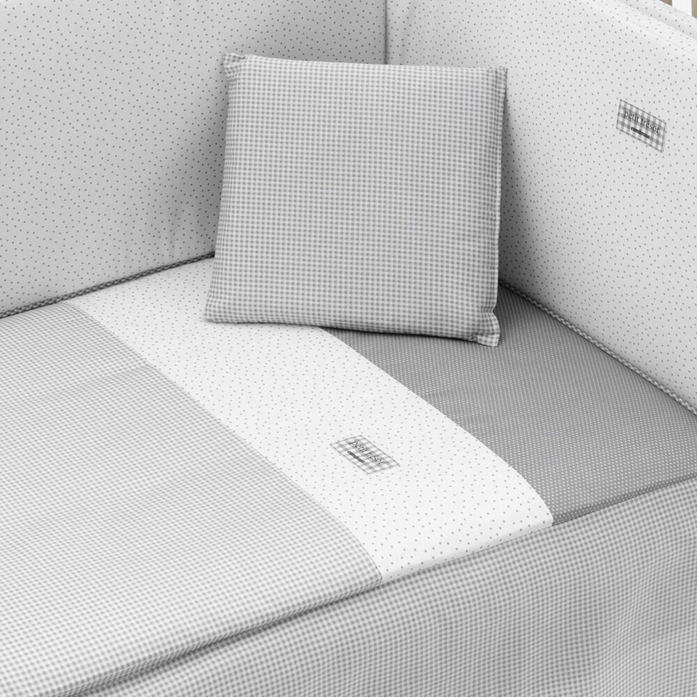 Jgo 2 Pcs.Colcha I-V. Cuna 70 Vichy10 Gris 70X140X3 Cm Cambrass - Imagen 2
