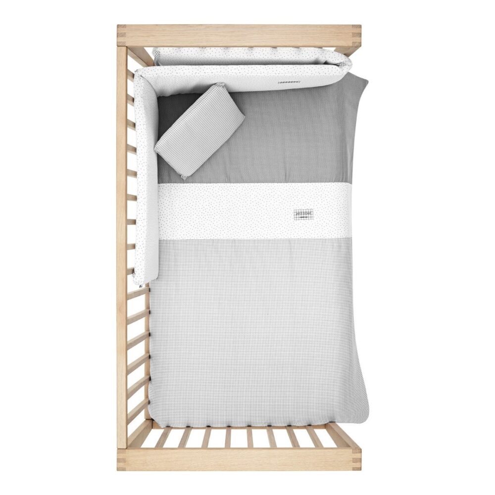 Jgo 2 Pcs.F.Nordica Cuna 70 Vichy10 Gris 110X170X3 Cm Cambrass - Imagen 5