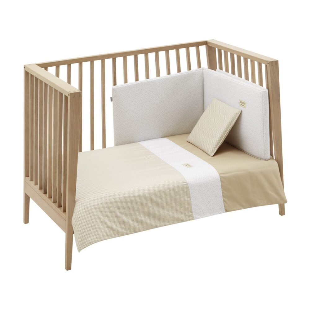 Jgo 2 Pcs.F.Nordica Cuna 70 Vichy10 Beige 110X170X3 Cm Cambrass