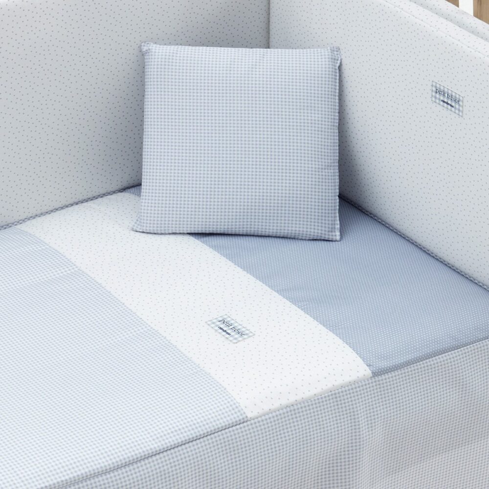Jgo 2 Pcs.Colcha I-V. Cuna 70 Vichy10 Celeste 70X140X3 Cm Cambrass - Imagen 2
