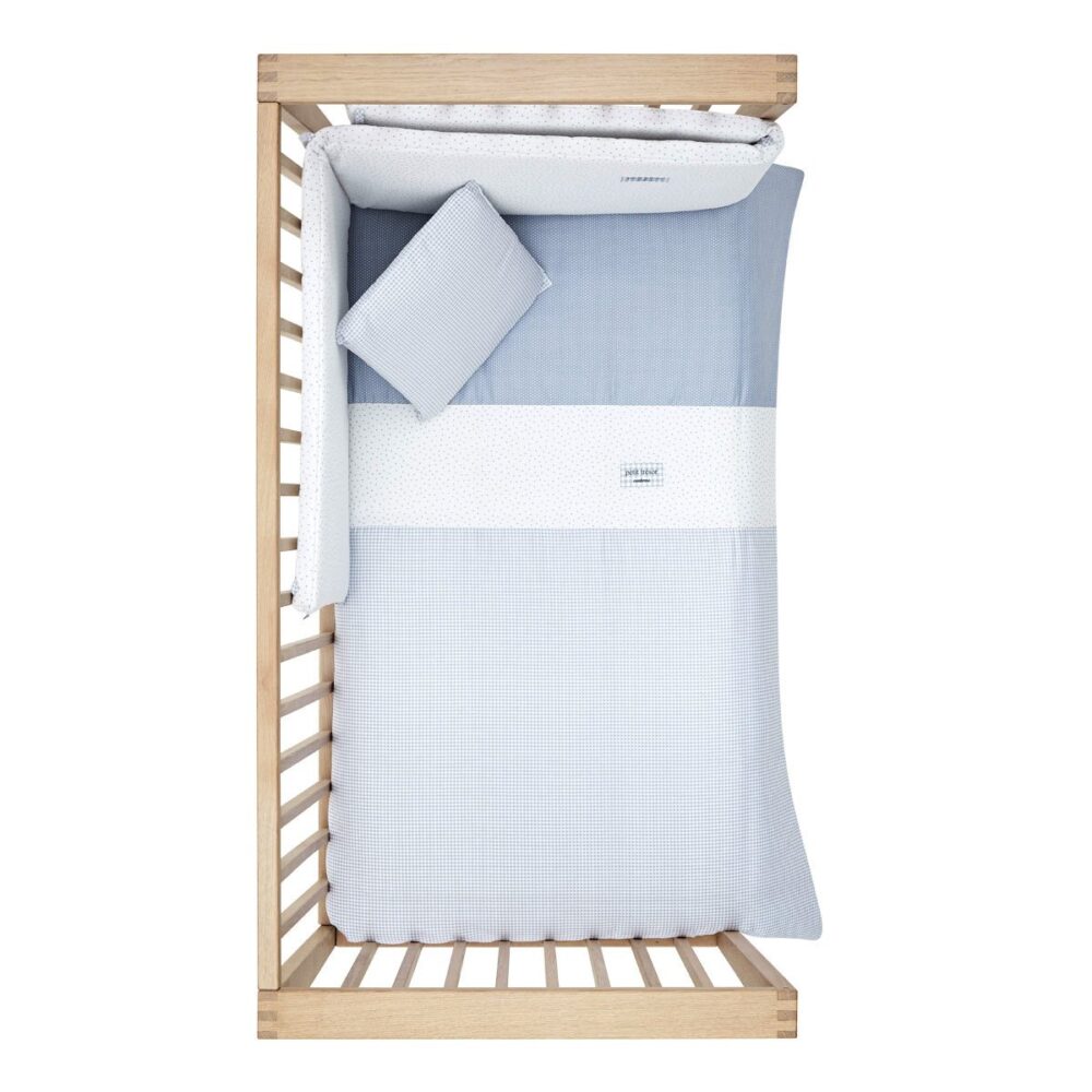 Jgo 2 Pcs.F.Nordica Cuna 70 Vichy10 Celeste 110X170X3 Cm Cambrass - Imagen 5