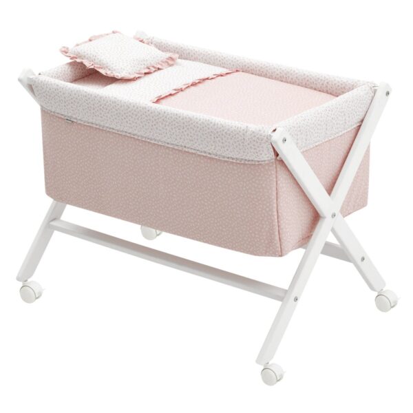 Minicuna Tijera Madera Liberty Rosa/Bco 55X87X74 Cm Cambrass