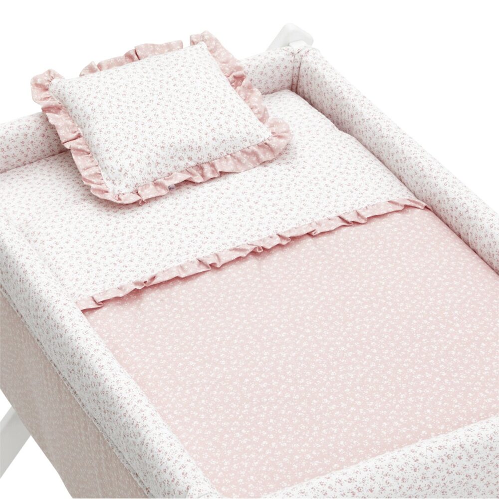 Minicuna Tijera Madera Liberty Rosa/Bco 55X87X74 Cm Cambrass - Imagen 2