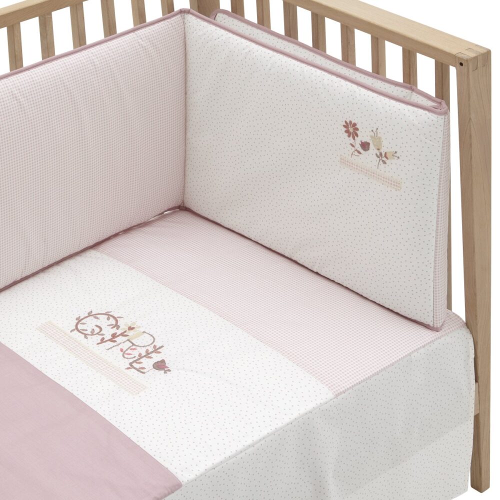 Jgo Colcha I/V+Prot. (Cuna 60) 60X120 Cm Flor Rosa Cambrass - Imagen 2