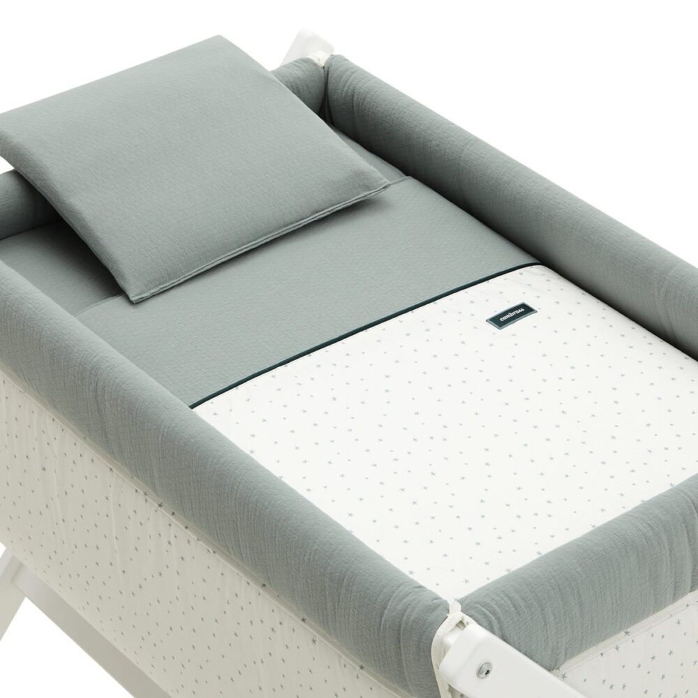 Minicuna Tijera Madera Magia Verde/Blanco 55X87X74 Cm Cambrass - Imagen 2