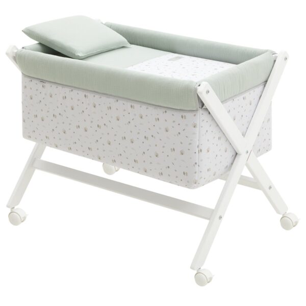 Minicuna Tijera Madera Greeny Verde/Blanco 55X87X74 Cm Cambrass
