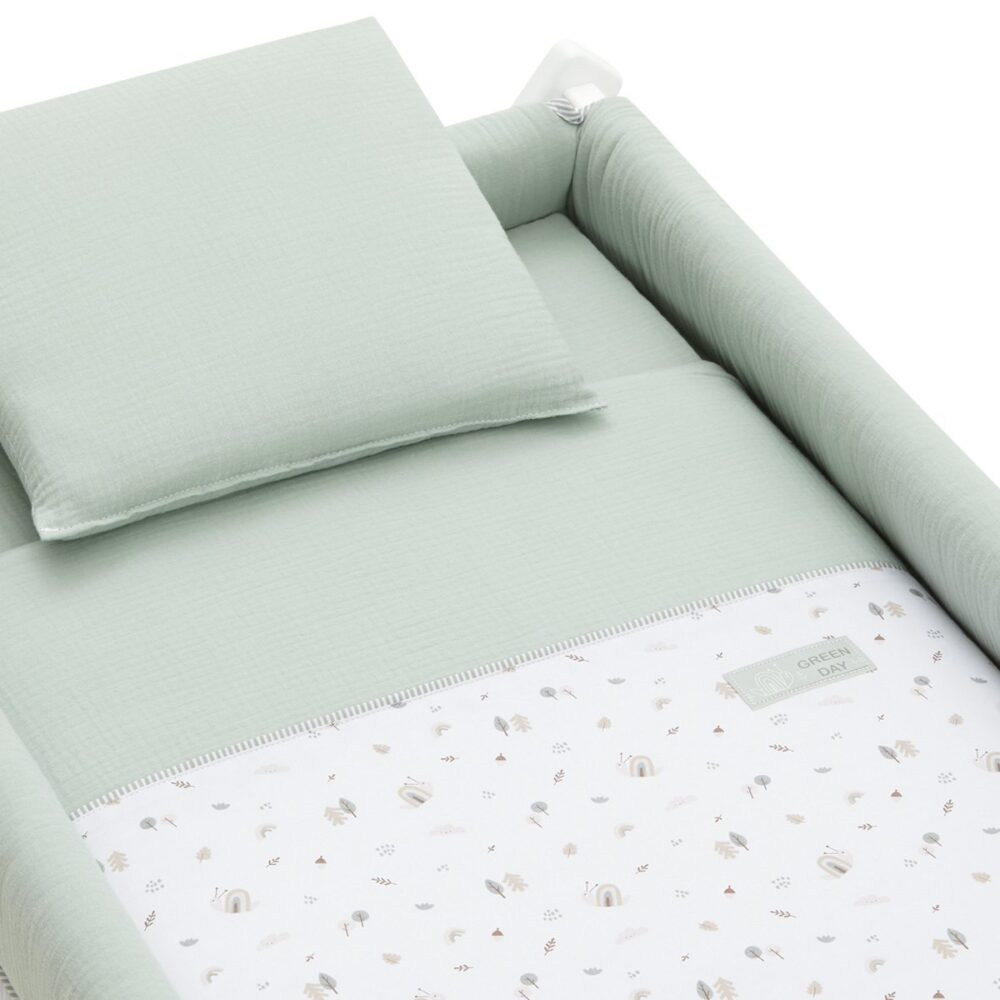Minicuna Tijera Madera Greeny Verde/Blanco 55X87X74 Cm Cambrass - Imagen 3