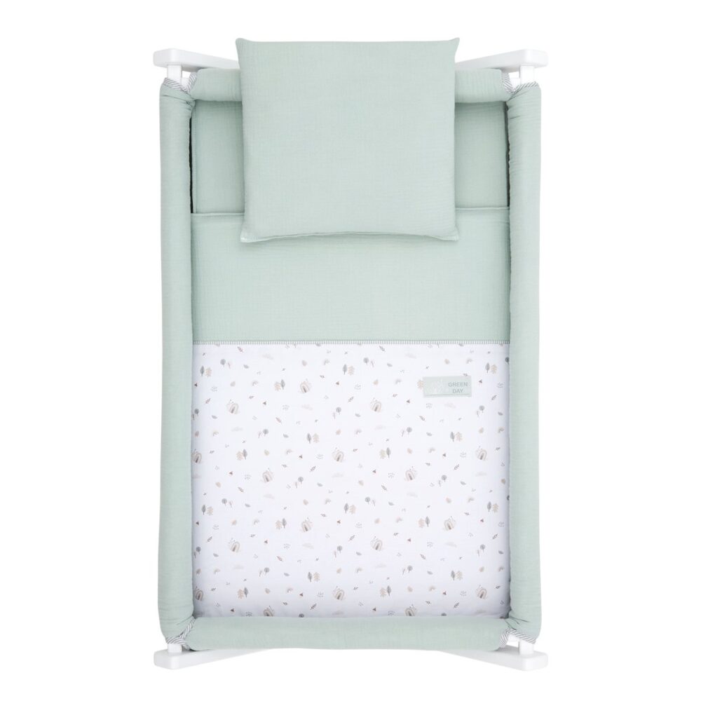 Minicuna Tijera Madera Greeny Verde/Blanco 55X87X74 Cm Cambrass - Imagen 6