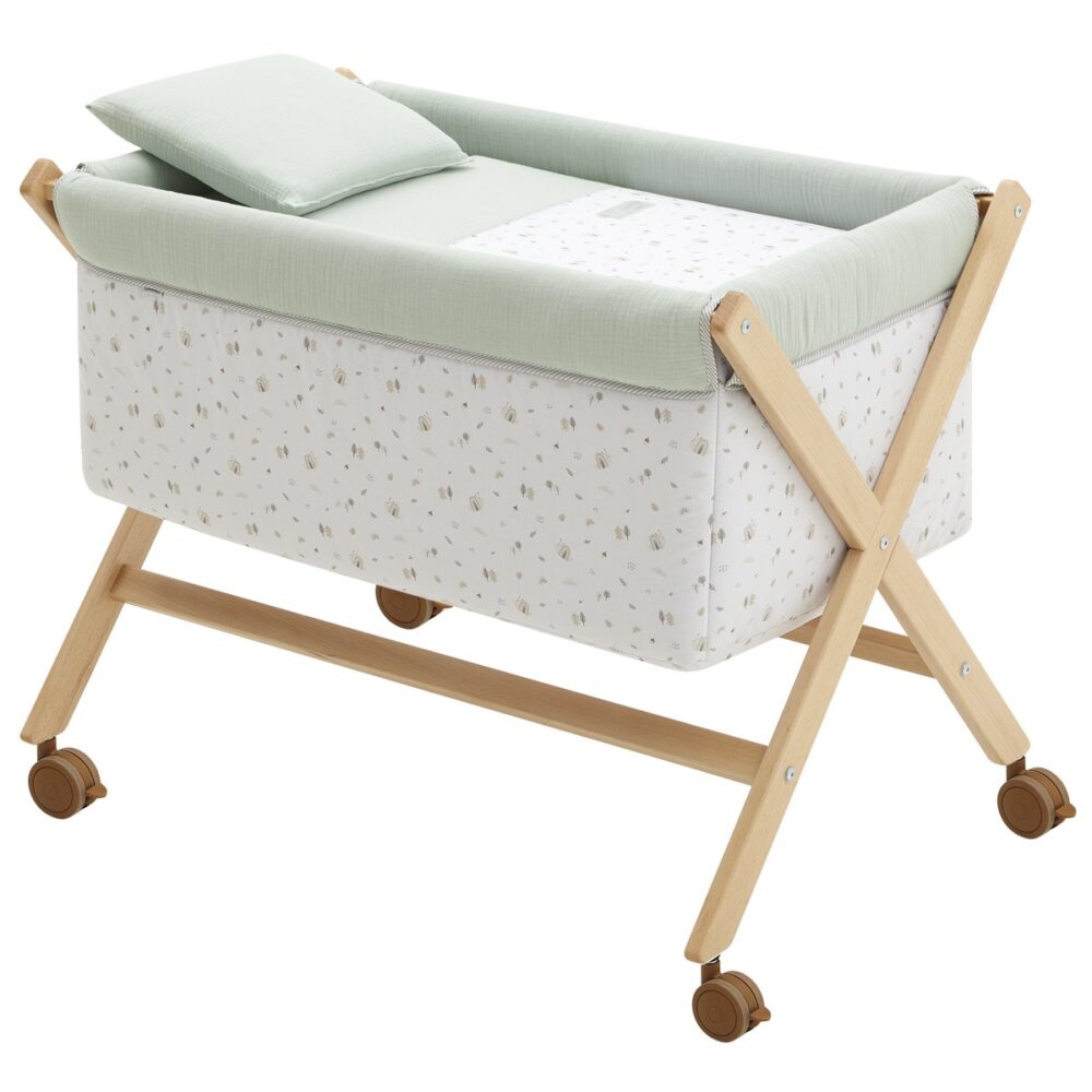 Minicuna Tijera Madera Greeny Verde/Natural 55X87X74 Cm Cambrass
