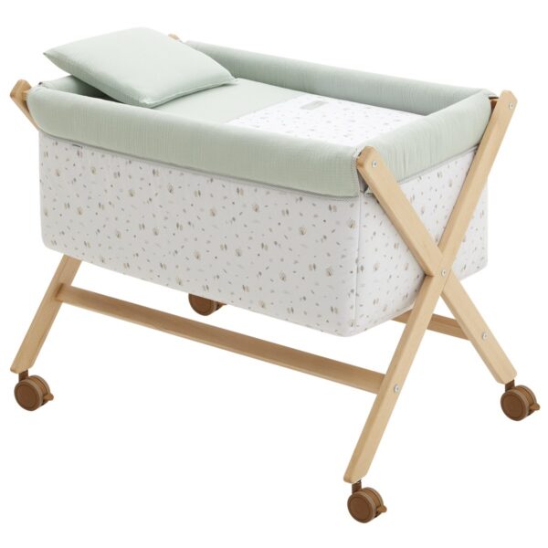 Minicuna Tijera Madera Greeny Verde/Natural 55X87X74 Cm Cambrass