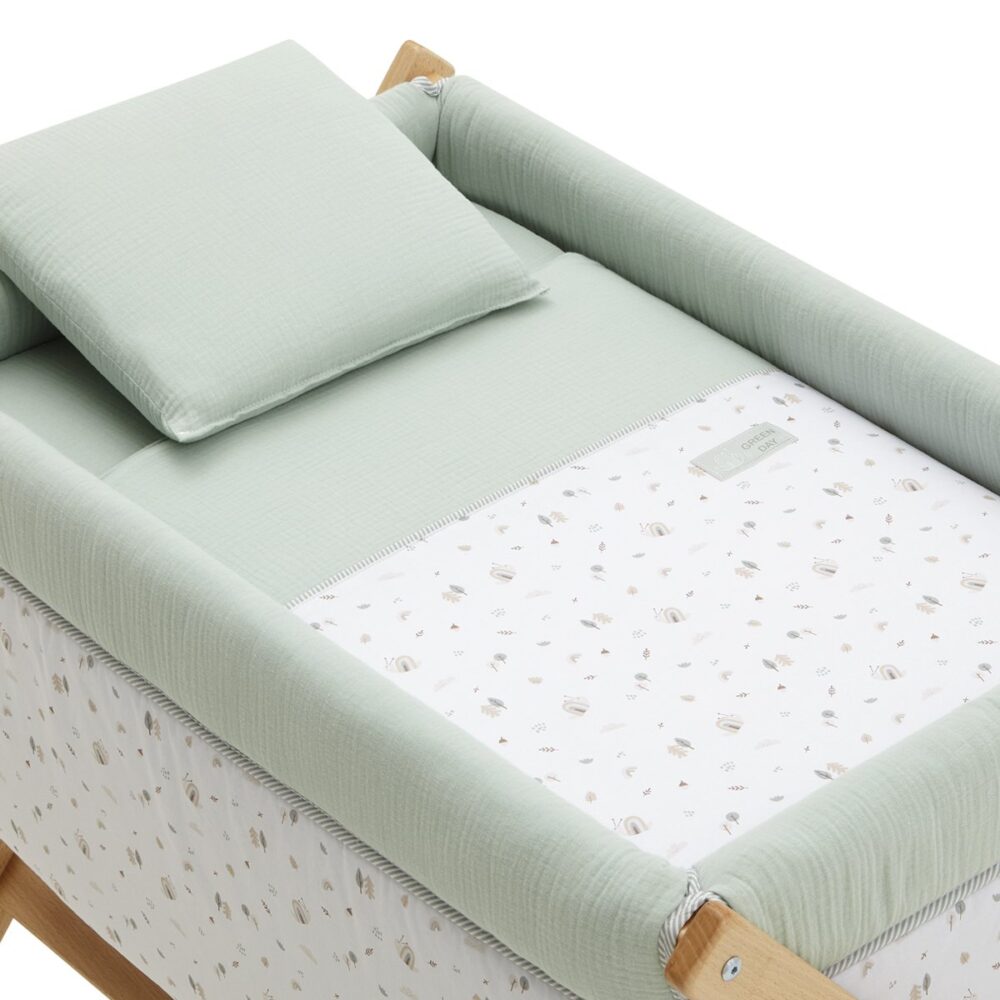 Minicuna Tijera Madera Greeny Verde/Natural 55X87X74 Cm Cambrass - Imagen 2