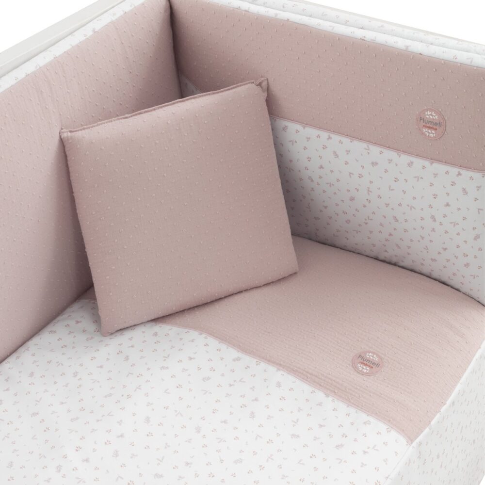 Jgo 2 Pcs.Colcha I-V. Cuna 60 Plumeti Rosa 60X120X3 Cm Cambrass - Imagen 2