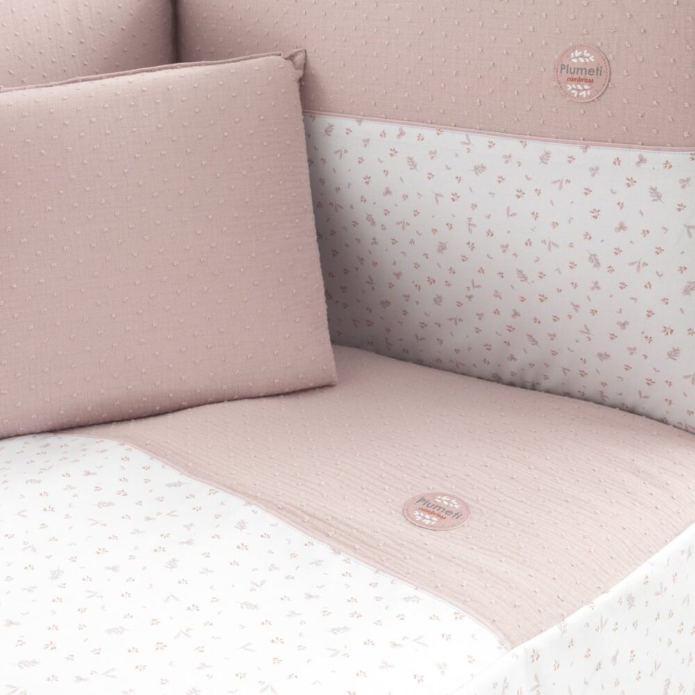 Jgo 2 Pcs.Colcha I-V. Cuna 60 Plumeti Rosa 60X120X3 Cm Cambrass - Imagen 3