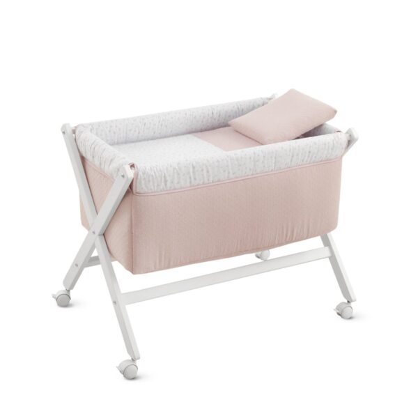 Minicuna Tijera Madera Plumeti Rosa/Bco 55X87X74 Cm Cambrass