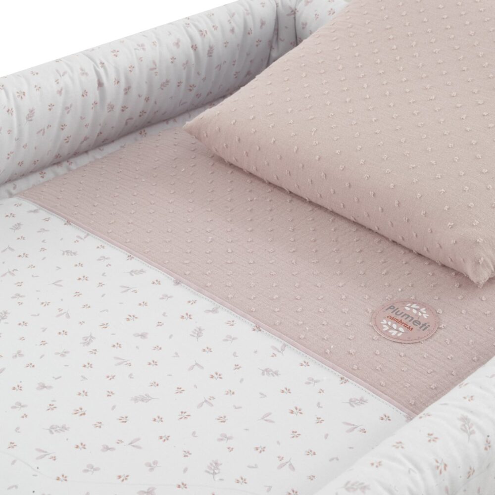 Minicuna Tijera Madera Plumeti Rosa/Bco 55X87X74 Cm Cambrass - Imagen 3