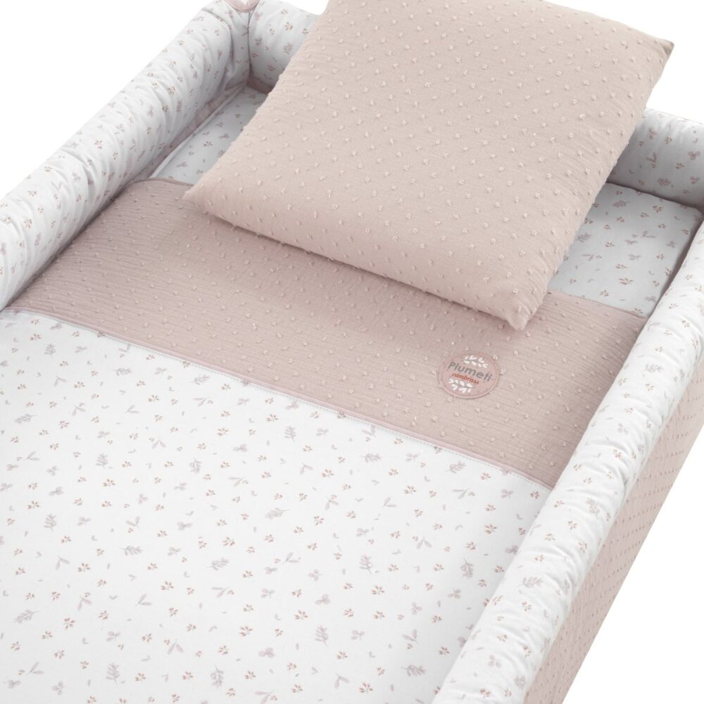 Minicuna Tijera Madera Plumeti Rosa/Natural 55X87X74 Cm Cambrass - Imagen 2