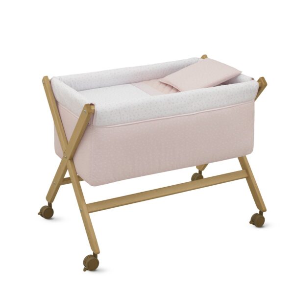 Minicuna Tijera Madera Fresco Rosa/Natural 55X87X74 Cm Cambrass