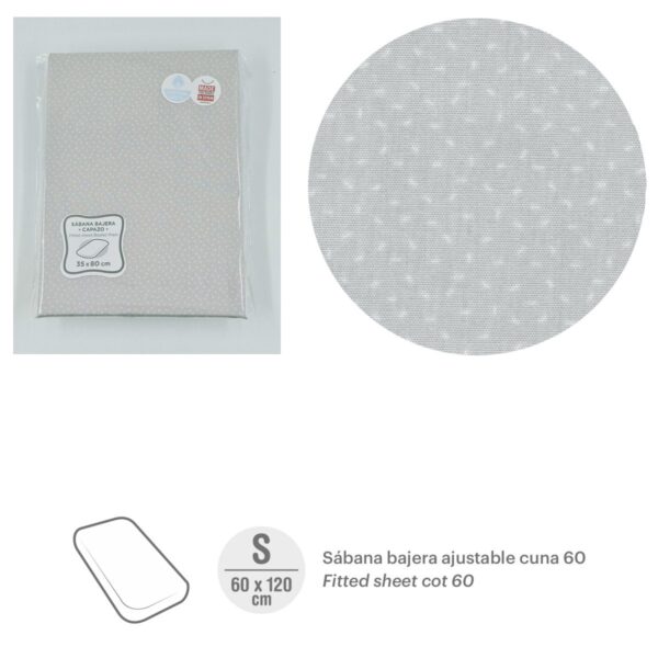 Sabana Bajera Ajust. (Cuna 60) 60X120X17 Cm Sky Gris Cambrass