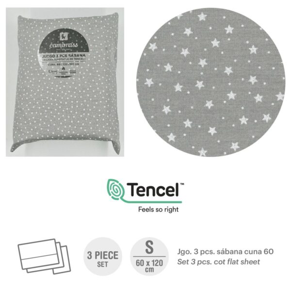 Tríptico Sábanas Cuna 60 60X120X1 Cm Forest Gris Cambrass