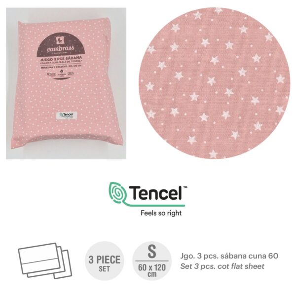 Tríptico Sábanas Cuna 60 60X120X1 Cm Forest Rosa Cambrass
