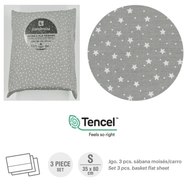 Tríptico Sábanas Moisés/Carro 35X80X1 Cm Forest Gris Cambrass
