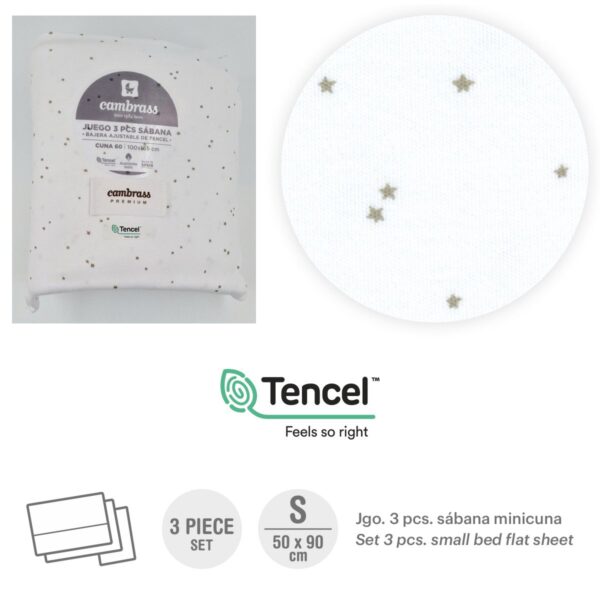 Tríptico Sábanas Minicuna 50X90X1 Cm Estrellas Gris Cambrass