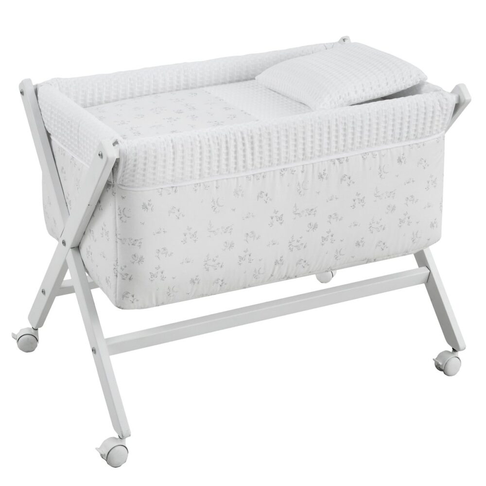 Minicuna Tijera Madera Merlo Crudo/Bco 55X87X74 Cm Cambrass