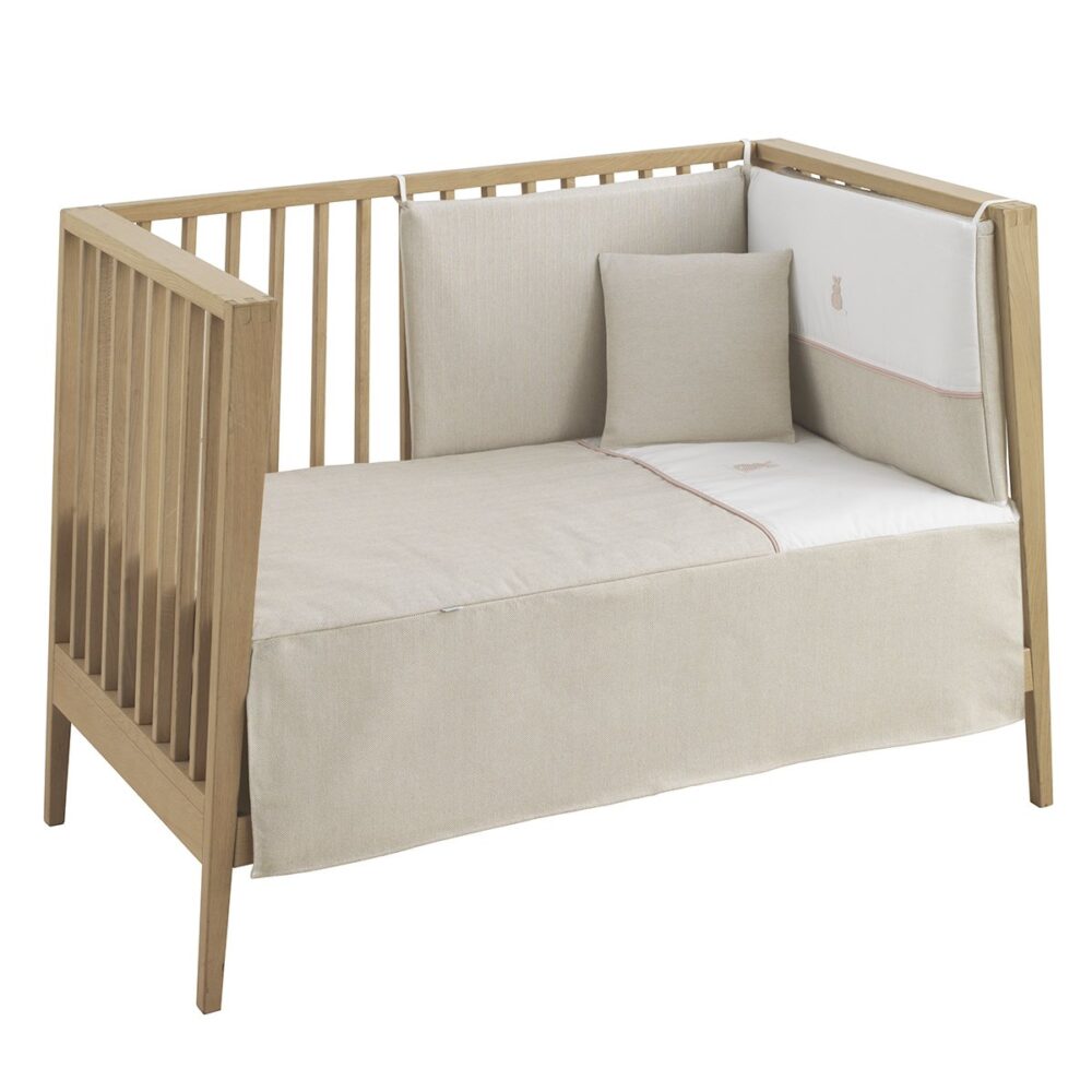 Jgo 2 Pcs.Colcha I-V. Cuna 60 Lino Rosa 60X120X3 Cm Cambrass
