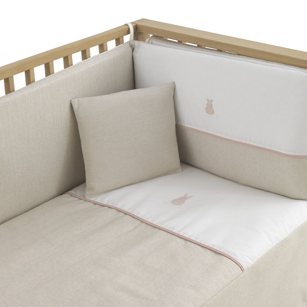 Jgo 2 Pcs.Colcha I-V. Cuna 60 Lino Rosa 60X120X3 Cm Cambrass - Imagen 2