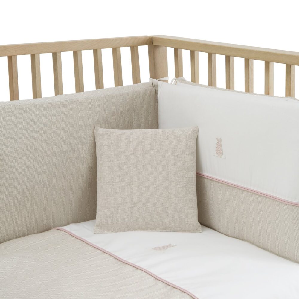 Jgo 2 Pcs.F.Nordica Cuna 60 Lino Rosa 100X140X3 Cm Cambrass - Imagen 2