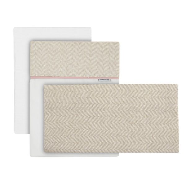 Sabana Moises/Carro 3 Pcs 35X80X1 Cm Lino Rosa Cambrass