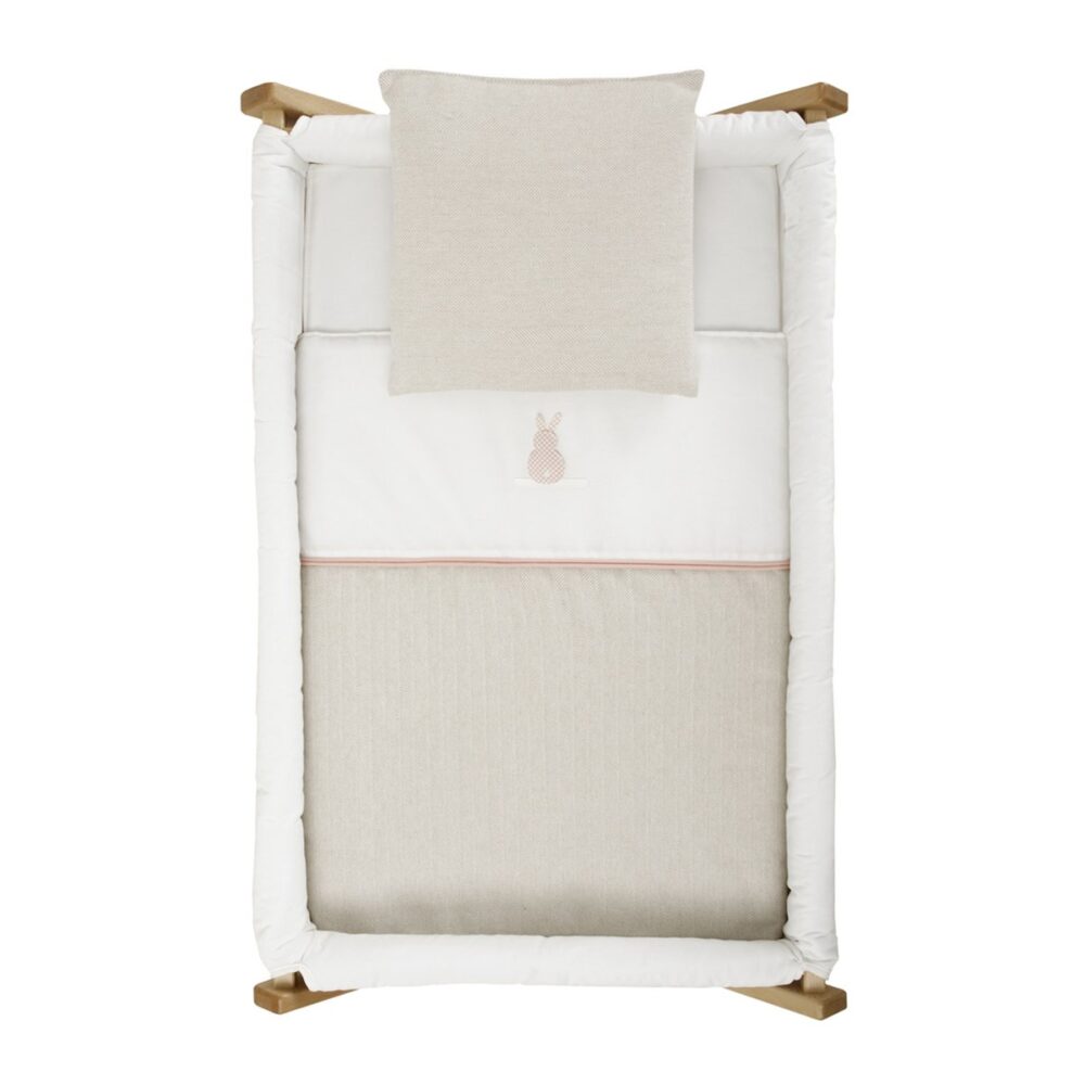 Minicuna Tijera Madera Lino Rosa/Natural 55X87X74 Cm Cambrass - Imagen 3