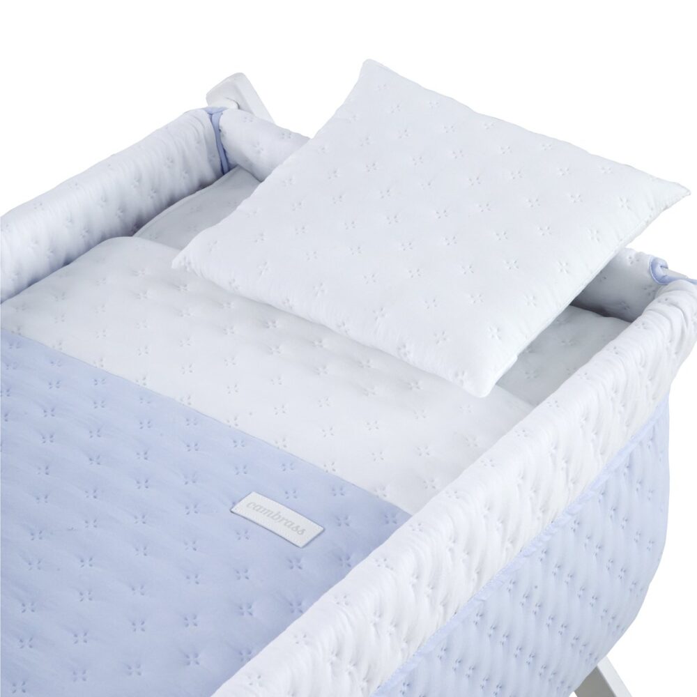 Minicuna Tijera Madera Soft Celeste/Bco 55X87X74 Cm Cambrass - Imagen 2