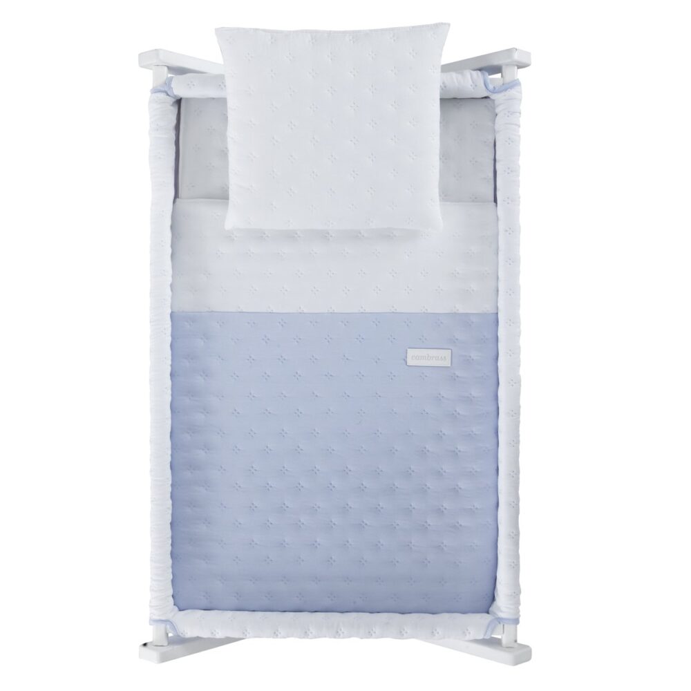 Minicuna Tijera Madera Soft Celeste/Bco 55X87X74 Cm Cambrass - Imagen 3
