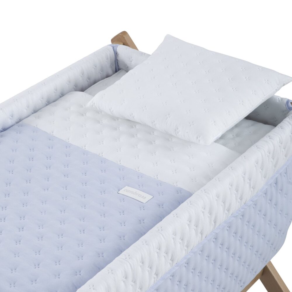 Minicuna Tijera Madera Soft Celeste/Natural 55X87X74 Cm Cambrass - Imagen 2