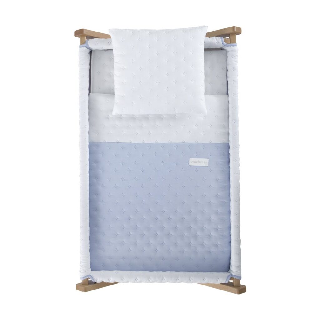 Minicuna Tijera Madera Soft Celeste/Natural 55X87X74 Cm Cambrass - Imagen 3