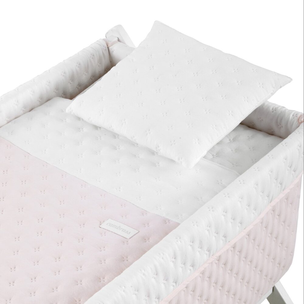 Minicuna Tijera Madera Soft Rosa/Bco 55X87X74 Cm Cambrass - Imagen 2