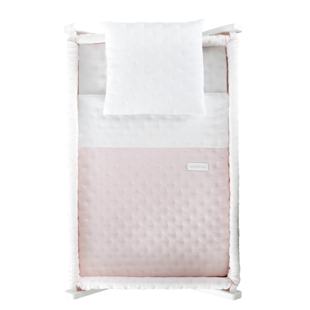 Minicuna Tijera Madera Soft Rosa/Bco 55X87X74 Cm Cambrass - Imagen 3