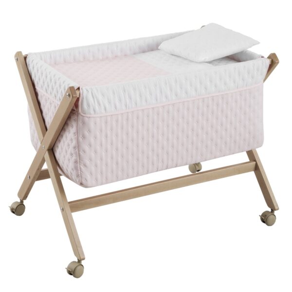 Minicuna Tijera Madera Soft Rosa/Natural 55X87X74 Cm Cambrass