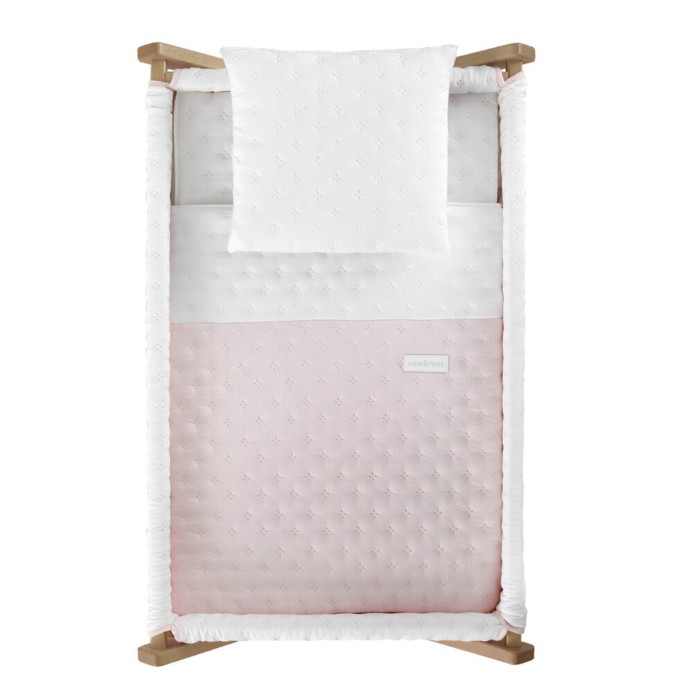 Minicuna Tijera Madera Soft Rosa/Natural 55X87X74 Cm Cambrass - Imagen 3