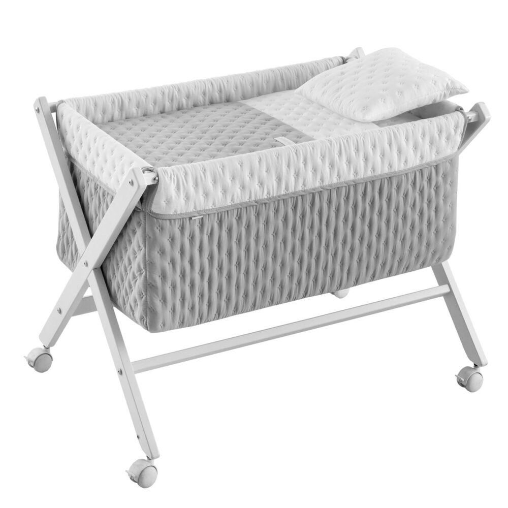 Minicuna Tijera Madera Soft Gris/Bco 55X87X74 Cm Cambrass