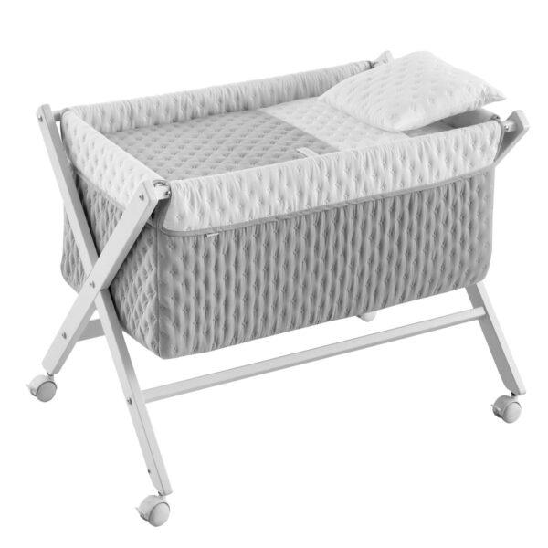Minicuna Tijera Madera Soft Gris/Bco 55X87X74 Cm Cambrass