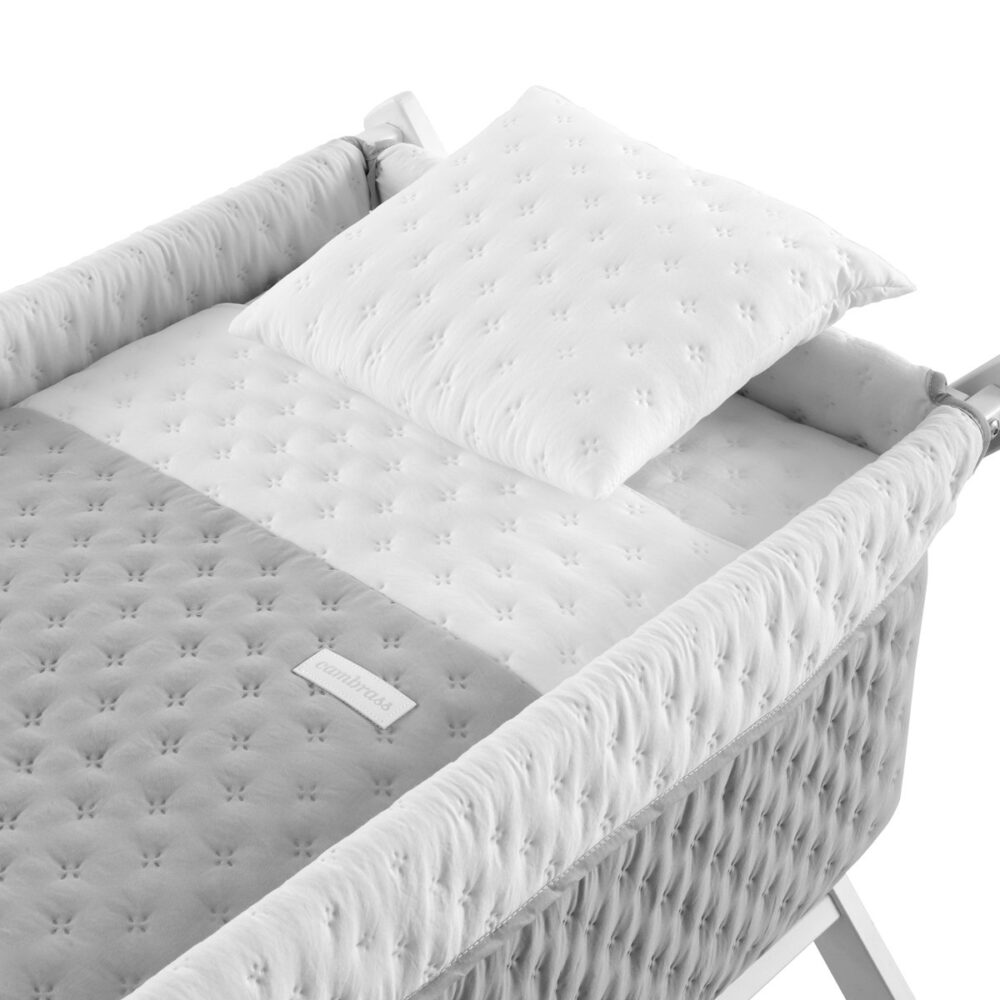 Minicuna Tijera Madera Soft Gris/Bco 55X87X74 Cm Cambrass - Imagen 2