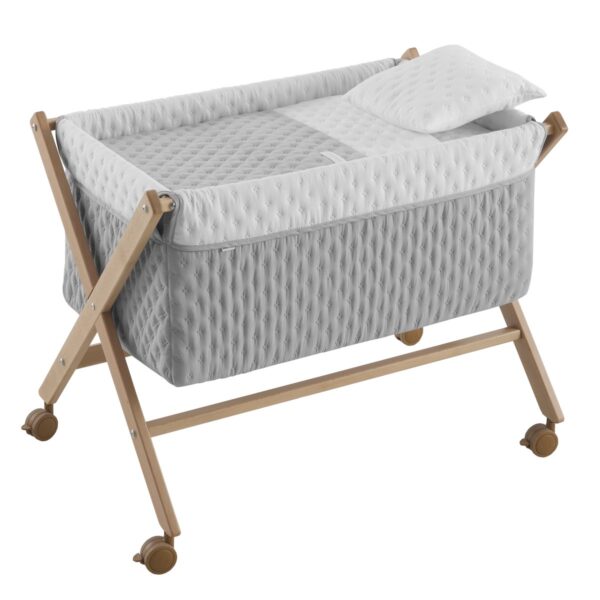 Minicuna Tijera Madera Soft Gris/Natural 55X87X74 Cm Cambrass