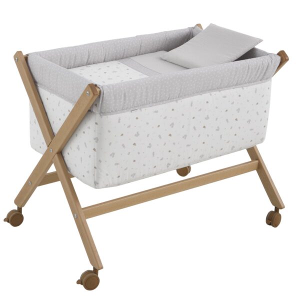 Minicuna Tijera Madera Ardi Gris/Natural 55X87X74 Cm Cambrass