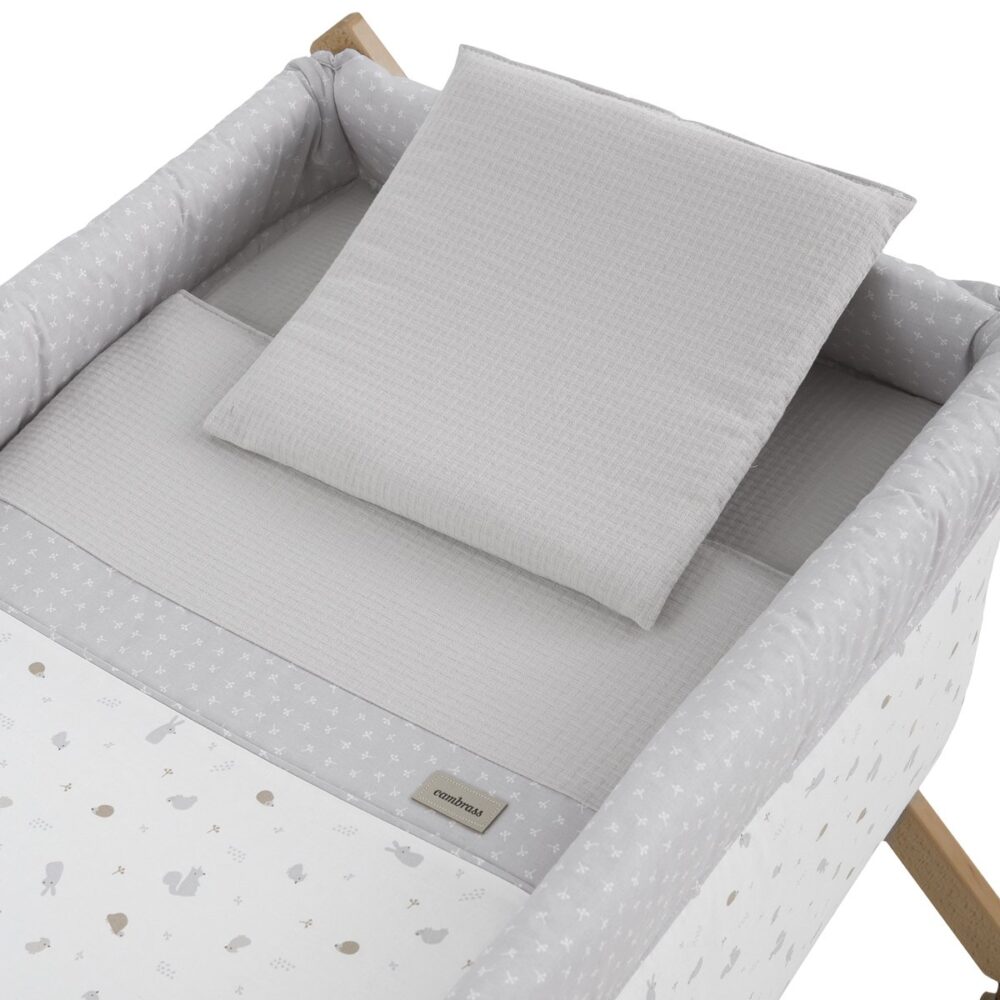 Minicuna Tijera Madera Ardi Gris/Natural 55X87X74 Cm Cambrass - Imagen 2