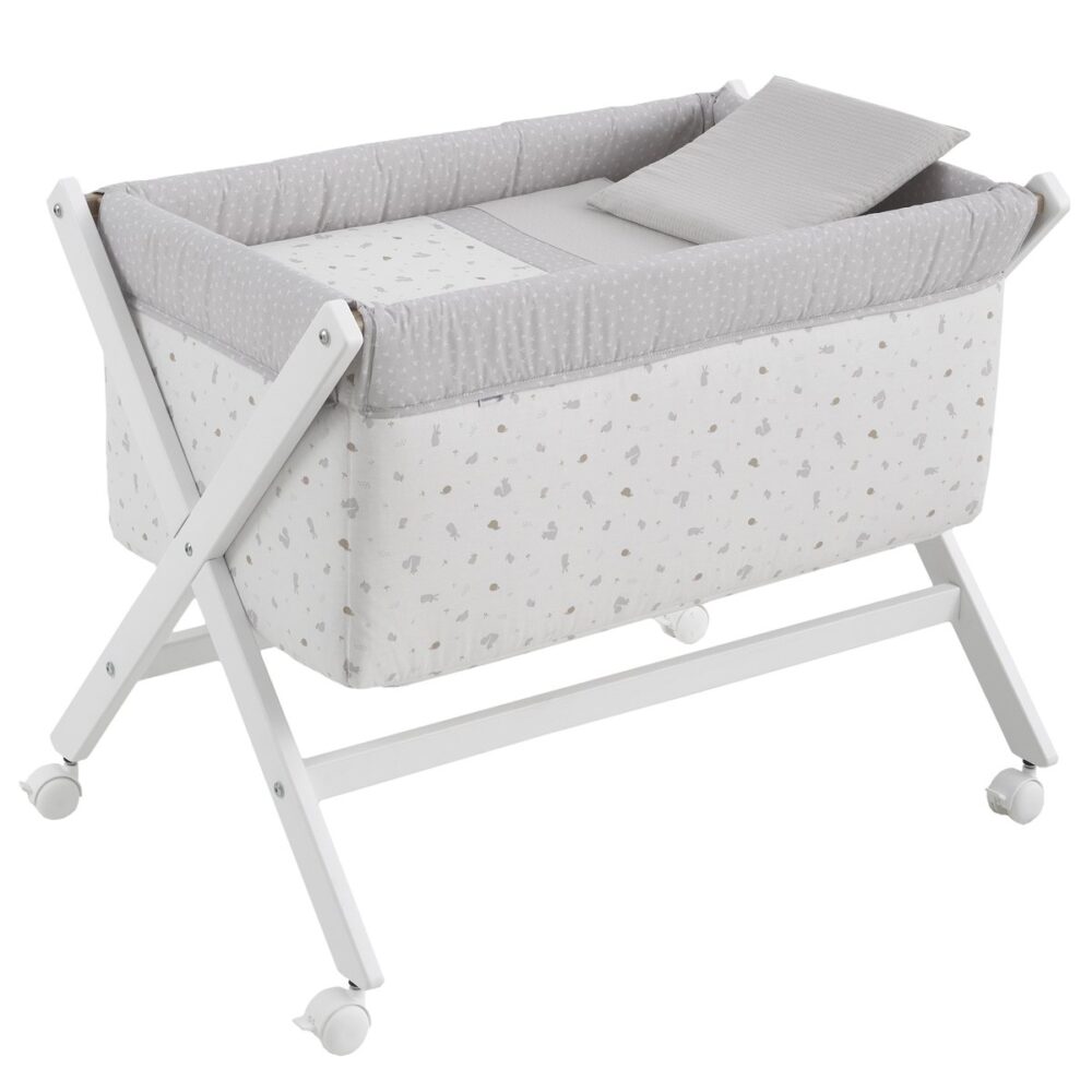 Minicuna Tijera Madera Ardi Gris/Bco 55X87X74 Cm Cambrass